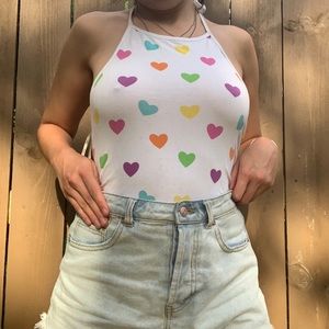 Halter Tank Top with Hearts